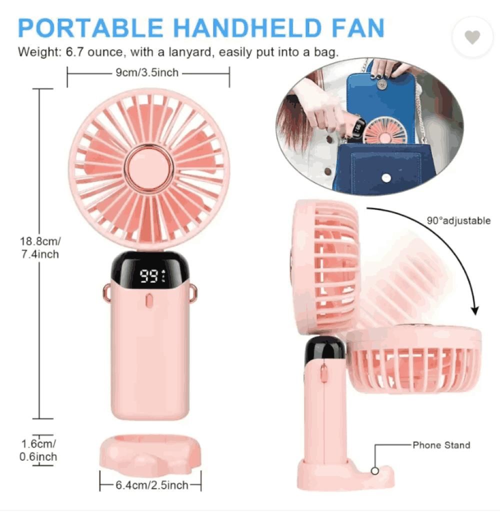 Portable Handheld Fan™ | Battery Operated Mini Fan with LED Display